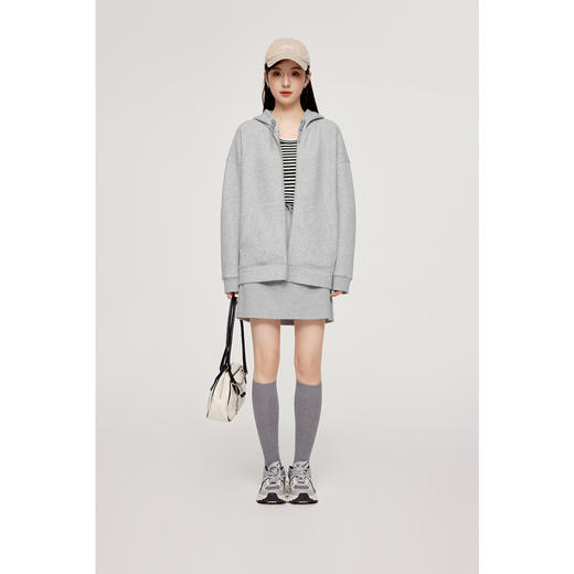 【严选】诗凡黎连帽拉链宽松休闲卫衣外套女2024秋新款miu风套装显瘦半裙SF8410551 商品图1