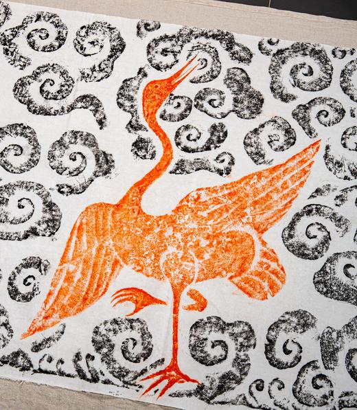 宋代“仙鹤祥云”石刻双色拓片 商品图8