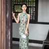 ZAYS-1906春夏天丝麻改良挂脖新中式露肩无袖少女性感日常双层女式旗袍 商品缩略图1