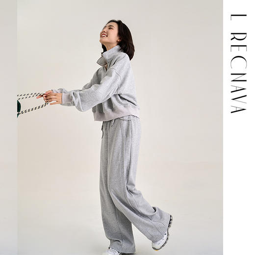 【棉混纺】腰部撞色抽绳宽松直筒裤 侧边分割线显瘦显腿直 休闲运动裤 商品图8