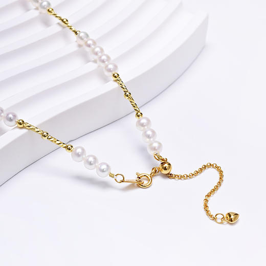 ysxb-08002【云赏珠宝】法式精致优雅天然近圆淡水珍珠金珠子项链s925银 商品图3