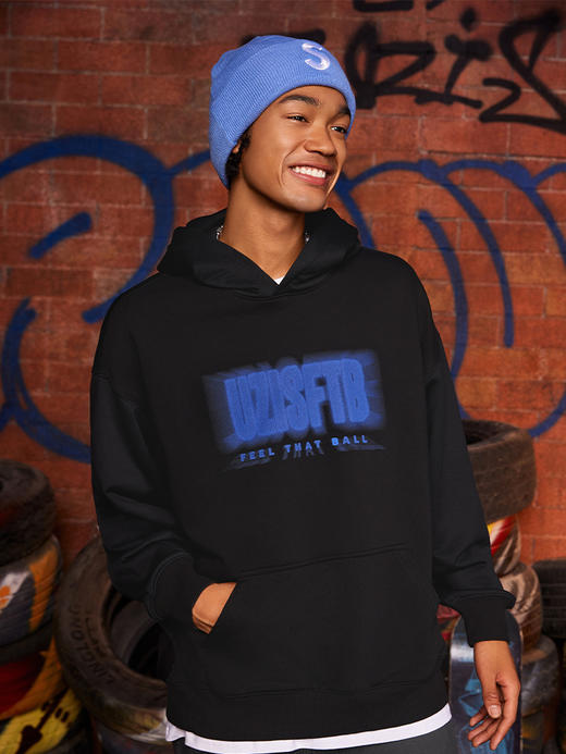 有志者UZIS美式潮流运动卫衣男秋季宽松保暖复古篮球连帽卫衣叠影 商品图3