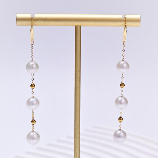 ysxb-08008【云赏珠宝】18K金高品质正圆无暇强光天然淡水珍珠满天星耳坠 商品图1