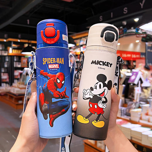 【开学季~迪士尼系列双饮保温杯】蜘蛛侠儿童吸管保温杯 男孩高颜值316不锈钢双饮水杯 学生便捷杯子 爱莎公主 史努比 女生保温杯-QQ 商品图0