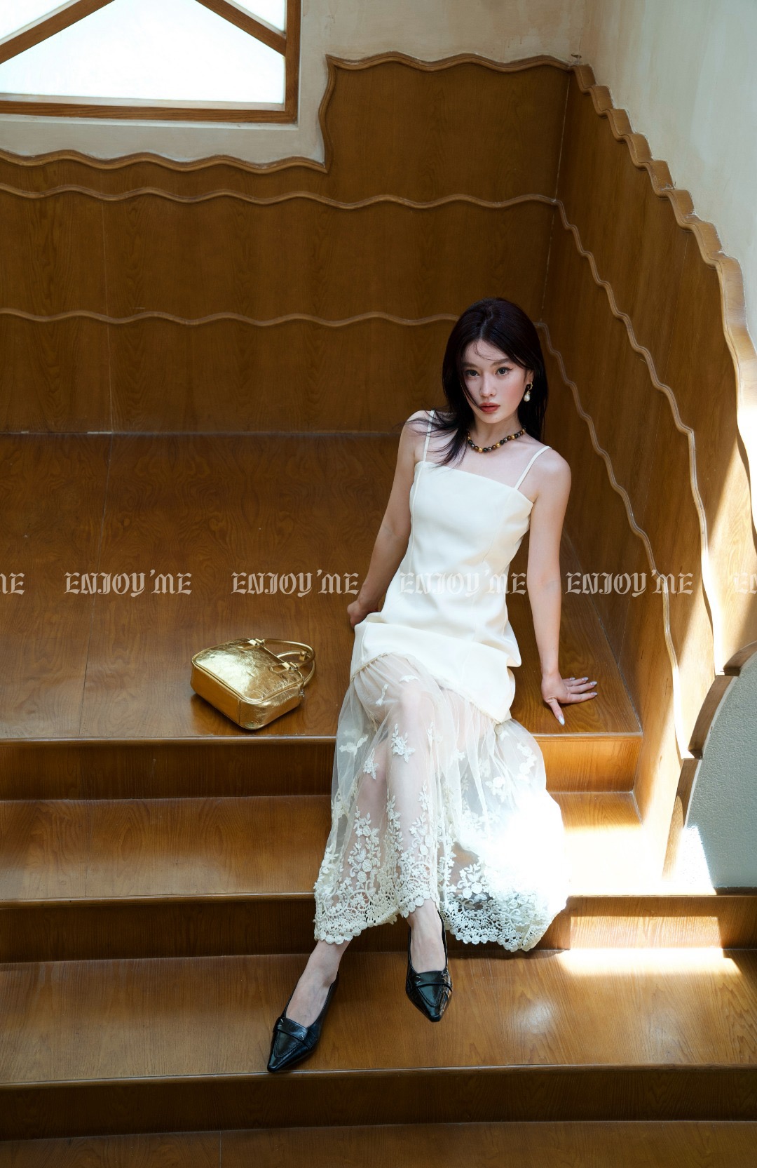 【门店同款】ENJOY秋季时光回廊立体刺绣拼接网纱裙 158946576