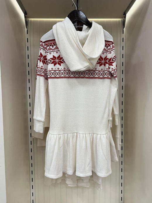 POLO Ralph Lauren 女大小童春秋款雪花图案连帽针织长袖连衣裙 商品图1