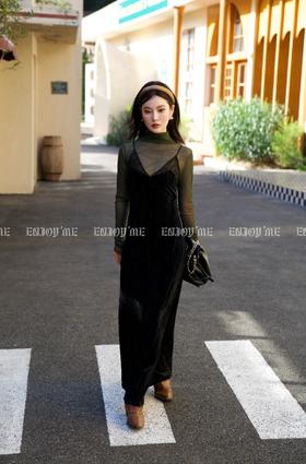 【门店同款】ENJOY秋季时光回廊复古名伶小黑裙 158947561