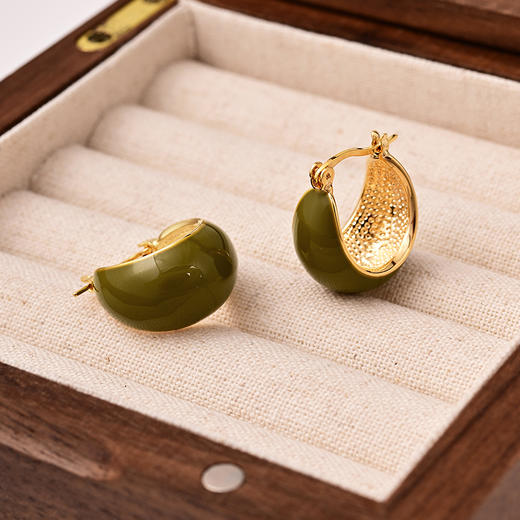 yszz-08002【云赏珠宝】法式复古彩色珐琅多巴胺简约耳环s925银针耳饰 商品图4