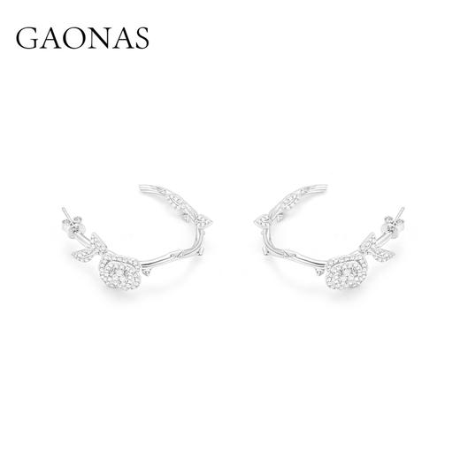 GAONAS 925银合成锆石耳饰 浮光冷月 时尚设计玫瑰花耳环10336EW 商品图2