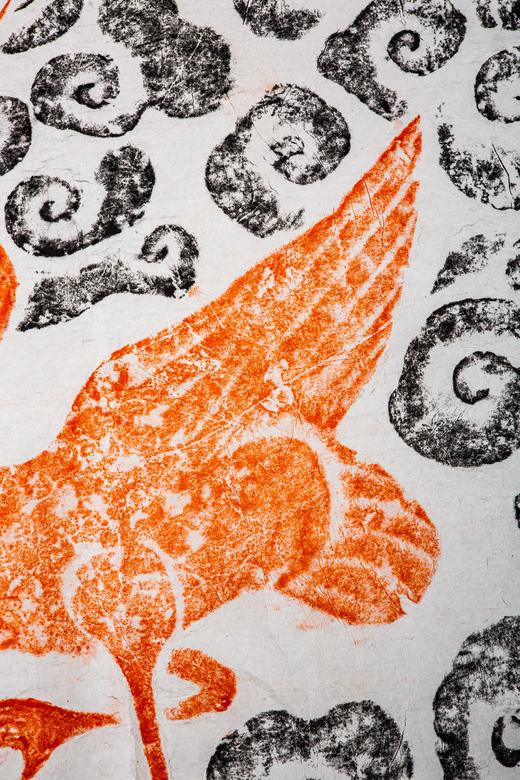 宋代“仙鹤祥云”石刻双色拓片 商品图3