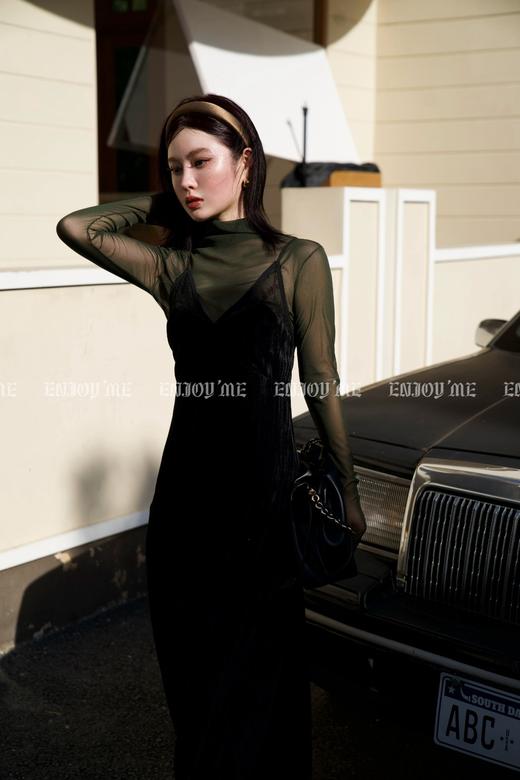 【门店同款】ENJOY秋季时光回廊复古名伶小黑裙 158947561 商品图7