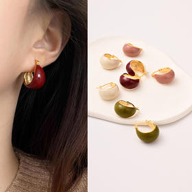 yszz-08002【云赏珠宝】法式复古彩色珐琅多巴胺简约耳环s925银针耳饰