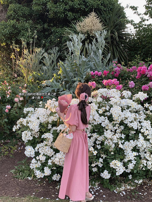 金蘑菇菇 织里玫瑰园 / 法式泡泡袖设计感连衣裙气质长裙 商品图0