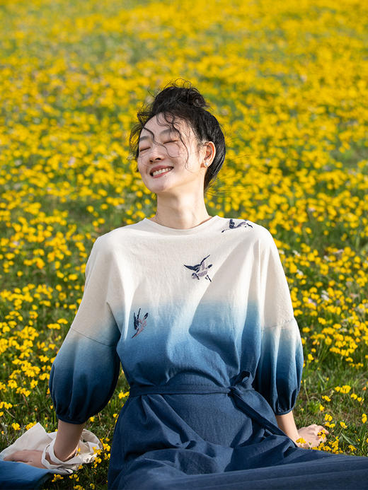 牧衣游原创吊染刺绣拼接连衣裙 限量福利款 语苏【不支持会员折】 商品图0