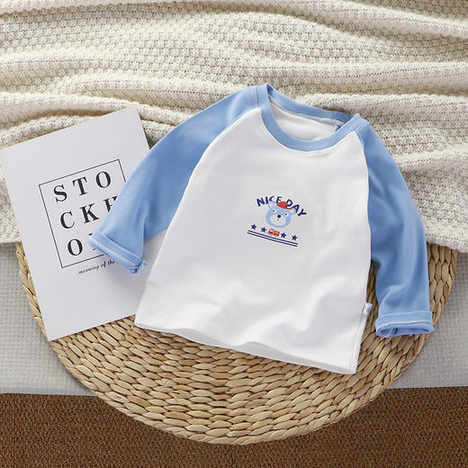 【39.9任选3件起】韩版儿童打底衫长袖保暖拼色男女童单上衣春秋冬款婴幼童秋衣童装 商品图1