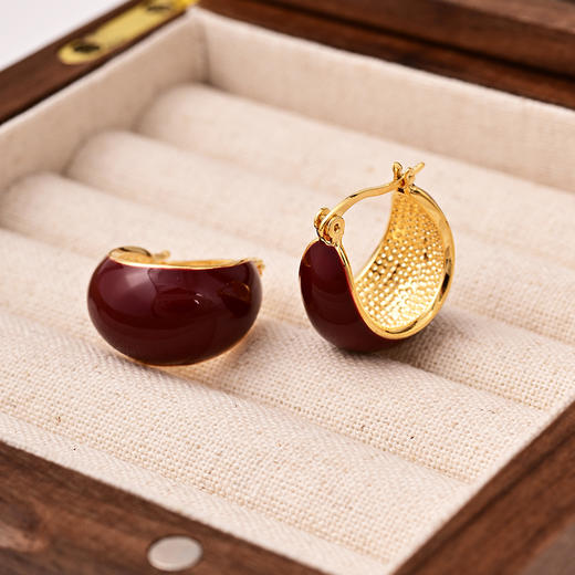 yszz-08002【云赏珠宝】法式复古彩色珐琅多巴胺简约耳环s925银针耳饰 商品图7