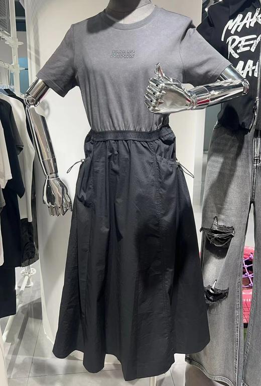 4-20MZ圆领面料拼接短袖连衣裙40619（黑） 夏季 942200200321 商品图1