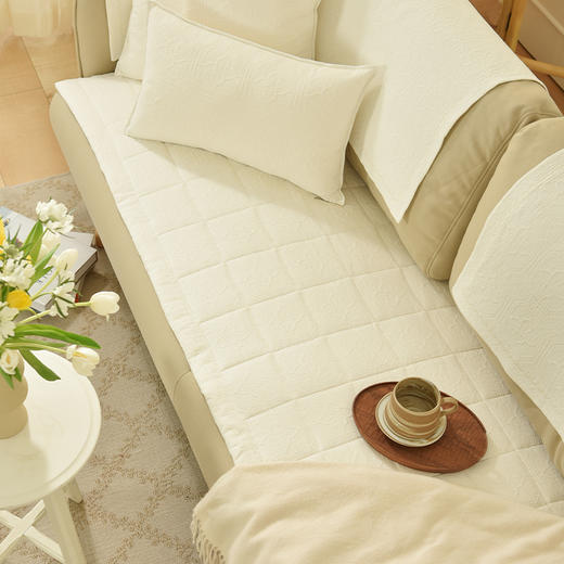 窗花系列沙发盖巾靠背巾扶手巾四季通用高级感轻奢奶油风 商品图1