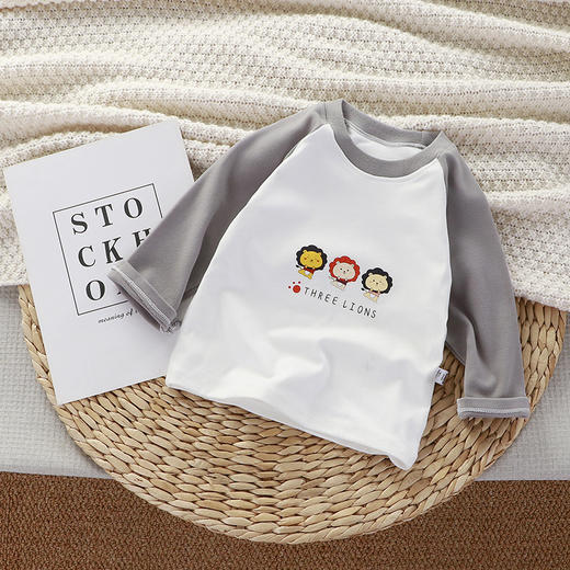 【39.9任选3件起】韩版儿童打底衫长袖保暖拼色男女童单上衣春秋冬款婴幼童秋衣童装 商品图6