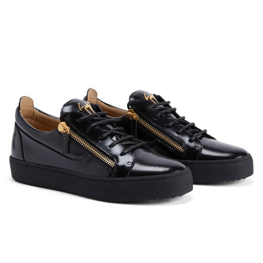 Giuseppe Zanotti 男士金属签名徽标低帮休闲运动鞋 黑色 RM40033001 商品图1