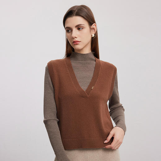 【无袖V领羊绒马甲】羊绒世家24年秋冬新品女士100%山羊绒背心小外套 商品图3