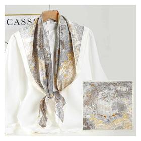 3楼姹艾妮丝 素绉缎真丝印花方巾