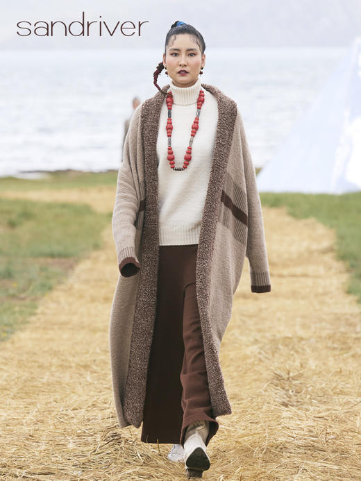 西藏女羊绒浮线长款开衫SJF96W358N 商品图0
