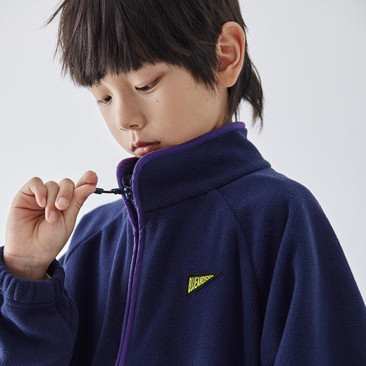 蓝汽水2024秋款双面加厚摇粒绒外套男童拼色口袋拉链亲子装上衣 商品图3