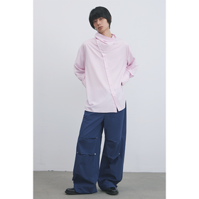 GOODBAI 916 仿珍珠袖扣褶皱领口oversize衬衫