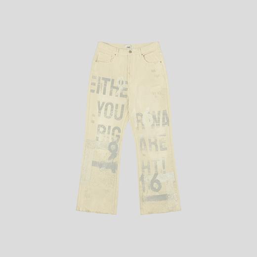 GOODBAI 916 slogan做旧印花水洗直筒牛仔裤 商品图2