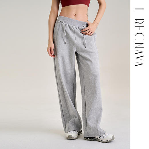 【棉混纺】腰部撞色抽绳宽松直筒裤 侧边分割线显瘦显腿直 休闲运动裤 商品图4