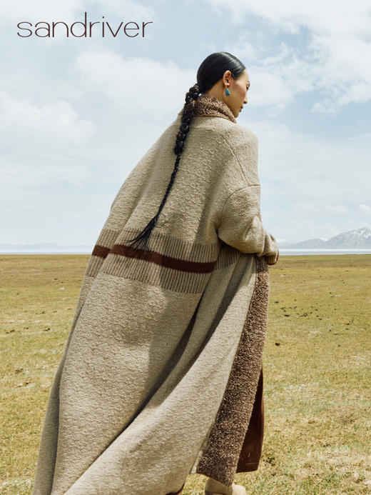 西藏女羊绒浮线长款开衫SJF96W358N 商品图2