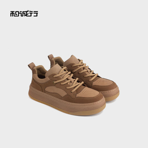 和诚行 2024秋冬新款真皮系带板鞋男鞋时尚百搭厚底休闲鞋1050132 商品图0