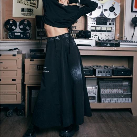 2-10GD后腰半橡筋长半裙40420（黑） 夏季 142100110321 商品图1