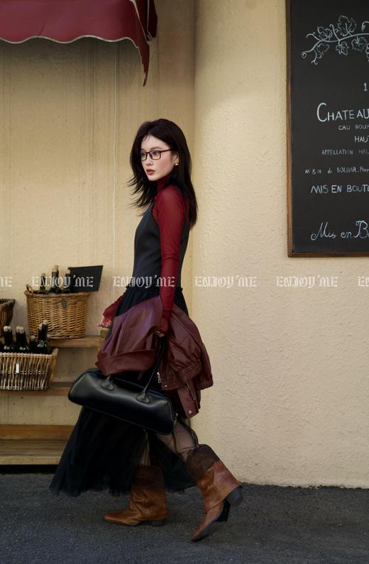 【门店同款】ENJOY秋季时光回廊缎面拼纱裙 158894850 商品图4