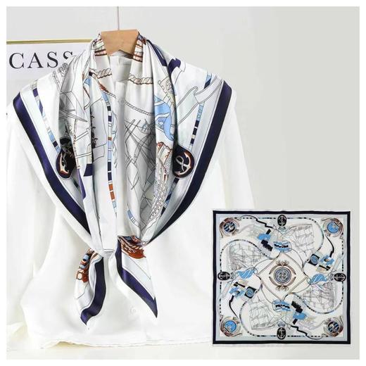 3楼 姹艾妮丝 素绉缎真丝印花方巾 商品图0