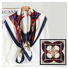 3楼姹艾妮丝素绉缎真丝印花方巾