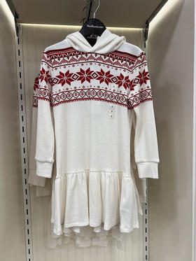 POLO Ralph Lauren 女大小童春秋款雪花图案连帽针织长袖连衣裙