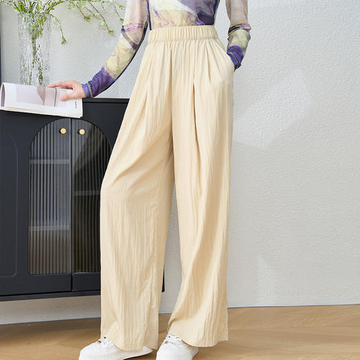 剩M/L/XL/XXL 米思阳2025夏季新款时尚简约休闲裤垂感褶皱小个子阔腿裤女2596 商品图1