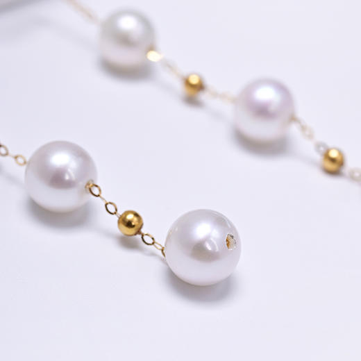 ysxb-08008【云赏珠宝】18K金高品质正圆无暇强光天然淡水珍珠满天星耳坠 商品图2