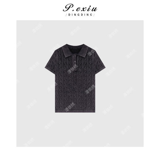 04-3潘依绣丁丁宠粉PanYiXiu/潘依绣100%棉经典款绞花编结设计Polo领针织衫 Z0310 商品图1