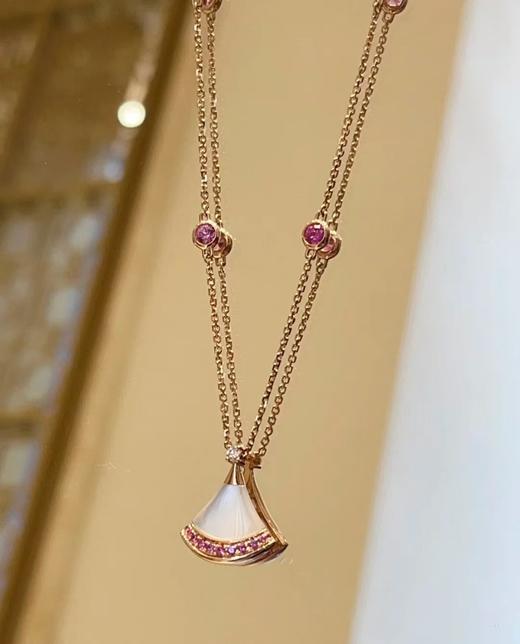 玫瑰色扇子贝母项链 商品图2