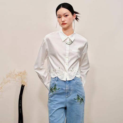新中式截短提花衬衫秋季衬衫MC88TP598 商品图0