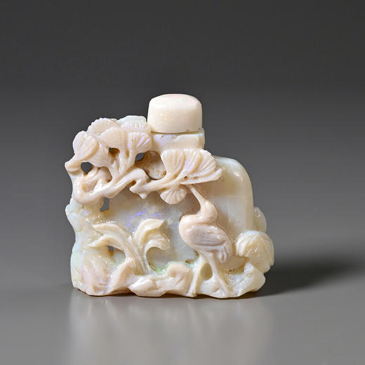 清代欧泊“松鹤延年”鼻烟壶 商品图0