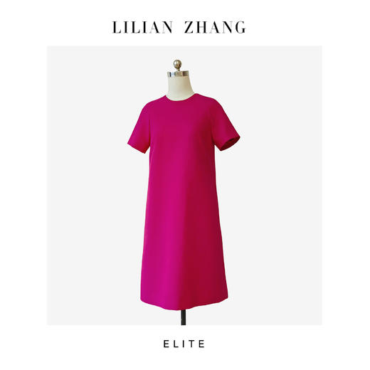 E—定制—“都市力量”——“极简静奢”——挚爱玫红色小A型连衣裙 2401115 商品图0