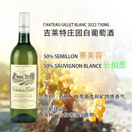 吉莱特庄园白葡萄酒 2022 CHATEAU GILLET BLANC 750ml 商品图0