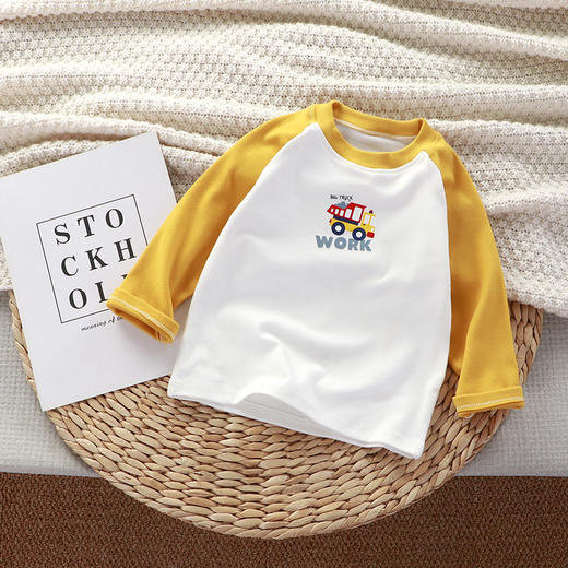 【39.9任选3件起】韩版儿童打底衫长袖保暖拼色男女童单上衣春秋冬款婴幼童秋衣童装 商品图3