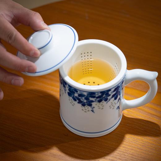 富玉  景德镇手绘青花玲珑多子多福茶漏杯家用大容量礼盒装 商品图1