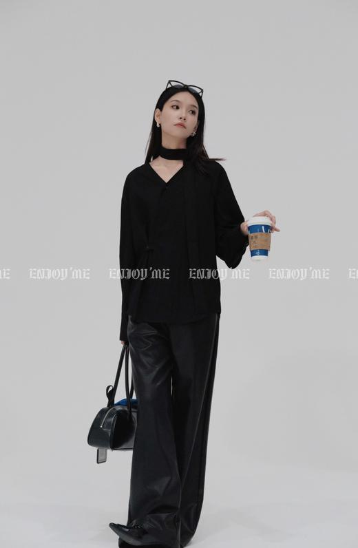 【门店同款】ENJOY秋季less is more简约高腰款皮裤 159045091 商品图4