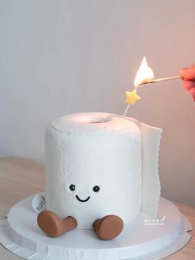 【臻品系列】---半翻糖【可爱小卷纸】蛋糕